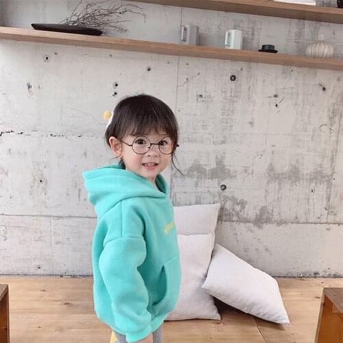 Girls' Hoodies Sweatshirts Kids Outwear 2021 Sweet Plus Velvet Thicken Winter Autumn Top Cotton Pullover Childrens Clothing