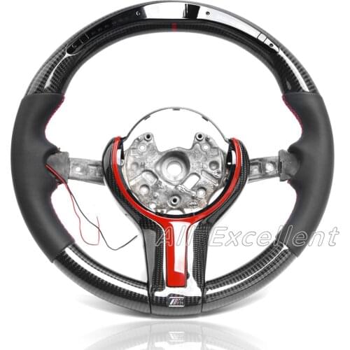 Carbon Fiber & Napa Leather & LED for BMW M1-M6 Steering Wheel with custumized Tirm without Paddle Holes