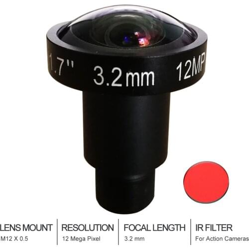 Witrue 4K Lens 12Megapixel Fixed M12 Lens 3.2mm 160 Degree 1/1.7 inch For IMX226 4K IP CCTV camera Action cameras