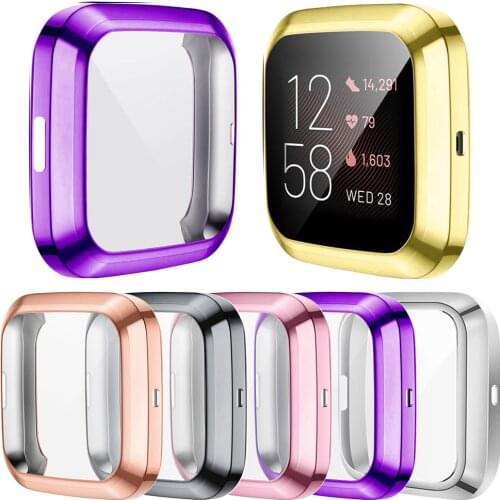 Versa 2 Watch Protective Cases for Fitbit Versa 2 Screen Protector TPU Cover Case Scratch-Proof Bumper Accessories Clear Black