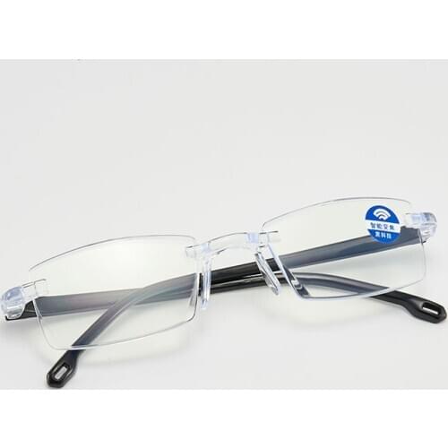 Womens ultra light frameless flat mirror retro frame college style student blue light proof male computer game glasses