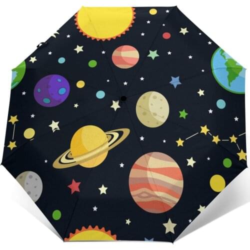 Space Planets Stars Comets Constellations Windproof Automatic Folding Inverted Umbrella Portable Paraguas for Man Woman