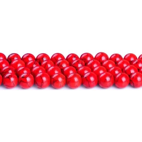 1strand/lot 4/6/8/10/12 mm Smooth Natural Red Turquoises Beads Round Loose Spacer Bead For Jewelry Making DIY Necklace Bracelet