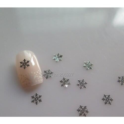 MS337-1 100pcs Silver Cute Snowflake Metal Sticker Nail Art Metal Sticker Nail Art Decoration Non-adhesive Sticker
