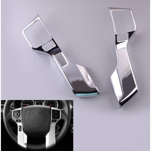 2Pcs ABS Chrome Steering Wheel Cover Trim Moulding Bezel Fit For Toyota Tacoma 2016 2017 2018 2019 2020