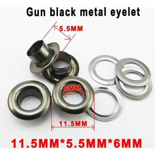 200PCS 11.5*5.5*6MM Gun Black METAL EYELET Brand Sewing Clothes Accessory Handbag Shoes Buttons ROUND ME-060