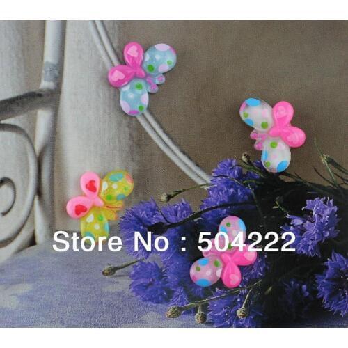 250pcs Mixed shiny glitter resin butterfly painting Cabochon Pendants cell phone decor,barrete,rings DIY 21mm