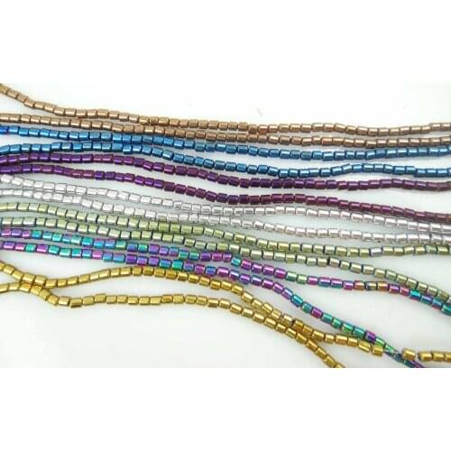 3*3mm Natural Quartz crystal Titanium Multicolored Hematite Gem cylinder Beads making jewelry 15.5'' H16