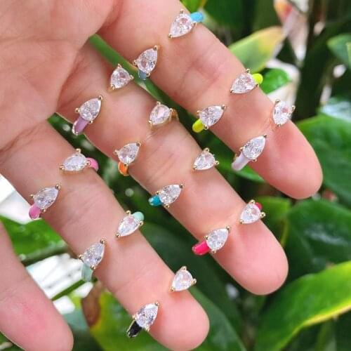 8Pcs Luxury colorful Open Adjusted Women Finger CZ 2021 Fashion Charm Colorful Ring For Gift