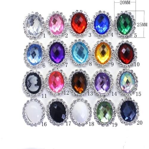 Many Colors Flatback Acrylic Oval Rhinestone Button Beads Cluster Scrapbooking Craft Supplies
