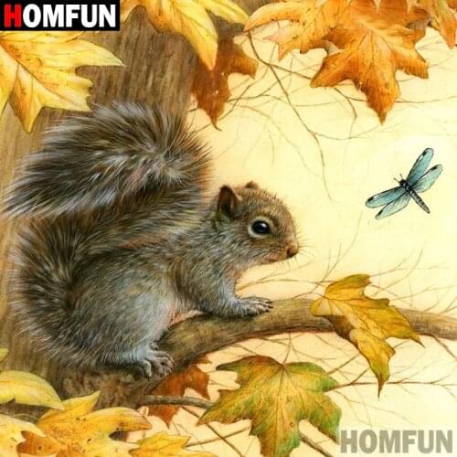 HOMFUN 5D DIY Diamond Painting Full Square/Round Drill "Animal squirrel" 3D Embroidery Cross Stitch gift Home Decor A07985