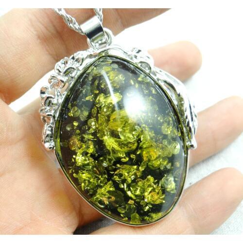 Free shipping Fashion Precious Modernist TEARDROP GOLDEN HONEY PRESSED AMBERS NECKLACE jewellery making C15