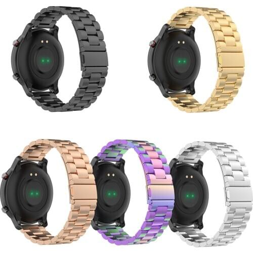Three-bead Stainless Steel Watchband 22mm for Samsung Galaxy Watch 3 for POLAR Grit X for Ticwatch PRO for Huawei GT 2e