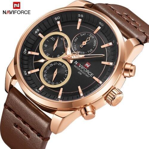 Mens New Watches NAVIFORCE Top Brand Luxury Waterproof Quartz Men Wrist Watch Fashion Leather Date Sports Watches Male Clock