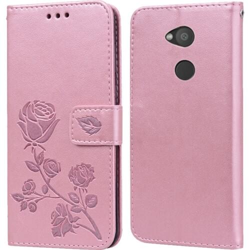 Luxury Leather Flip Book Case for Sony Xperia L2 Dual H3311 H3321 H4311 Rose Flower Wallet Stand Case Phone Cover Bag coque