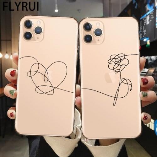 FLYRUI Love yourself Flower Abstract Art Line Phone Case For iPhone 11 Pro 12 X XS MAX XR SE20 7 8Plus Clear Soft TPU Cover Bag