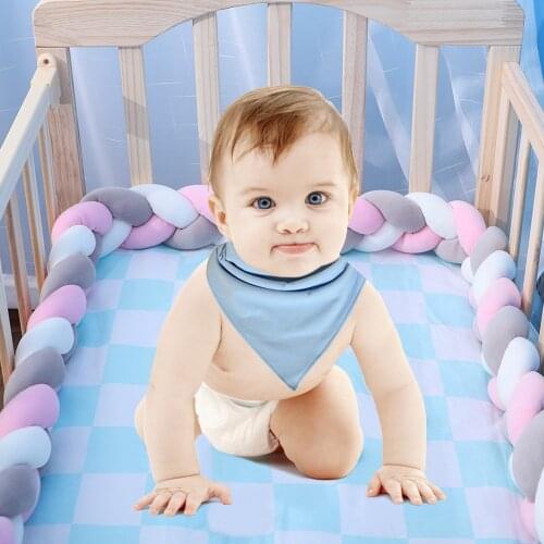 Baby Crib Bumper Knotted Braided Bumper Handmade Soft Knot Pillow Pad Cushion Cradle Decor Newborn Gift Crib Protector Cotton