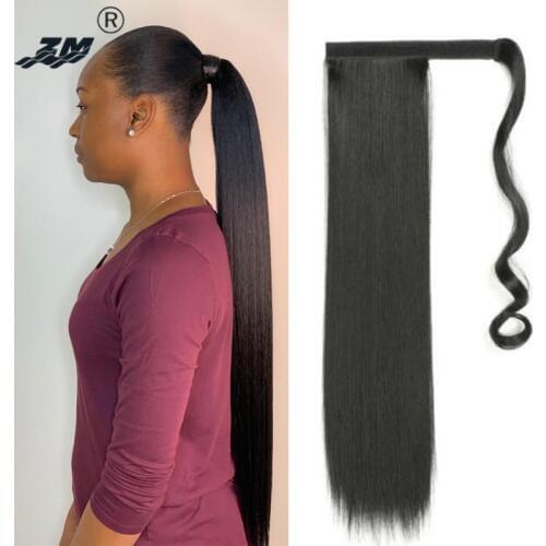 Long 22" Silky Straight Wrap Ponytail Hairpiece for Women Clip In Drawstring Synthetic Hair Pony Tail Hair Extensions Fake Hair