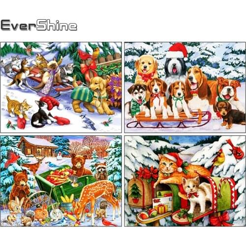 Evershine 5D DIY Diamond Painting Dog Craft Kit Diamond Embroidery Animal Cross Stitch Zoo Christmas Decorations