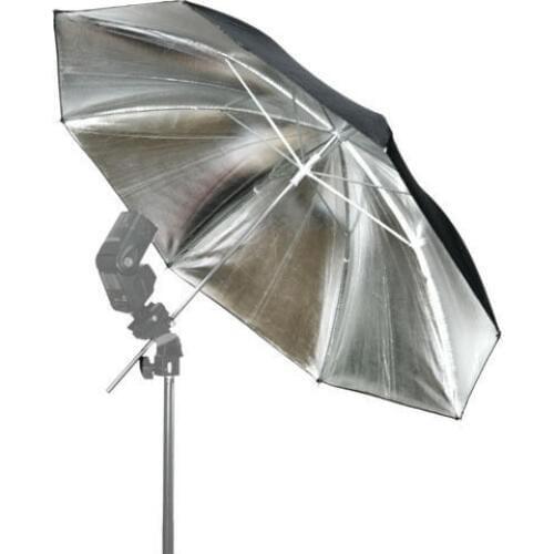 FOTGA 33"83cm Flash Light Reflector Reflective Black Sliver Umbrella for Studio Photography Speedlite