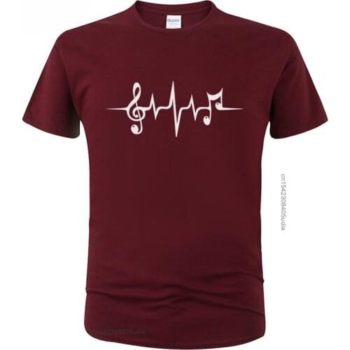 Music Pulse Heartbeat Notes T Shirt Men Summer Fashion Tops Cool Tee for Men Cotton T-Shirt Homme O Neck Sweatshirt