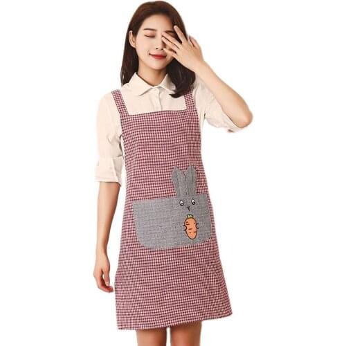 Cotton Kitchen Apron Breathable Cartoon Suspenders Waist Womens Oil-proof Work Clothes Bakery Accessories
