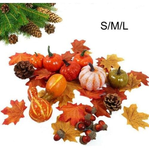 Artificial Pumpkin Fall Harvest Decor Props Simulation Gourd Acorn Berries Maple Leaf Halloween Decoration Home Decor