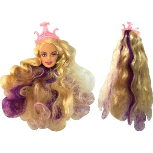 NK Newest Doll Crown Purple Bleaching Crown Face Long Hair Girl Doll Accessories 1/6 Doll Best DIY Children Gift Girl 130B10X