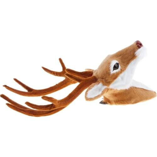 Faux Fur Deer Head Model, Animal Head Wall Sculpture, Home Decoration Handicraft Present