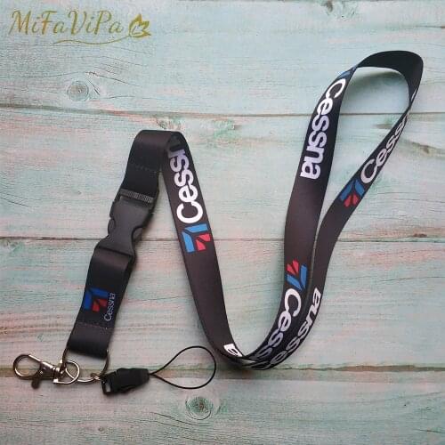 Fashion Keyring Black Cessna Lanyards Neck Strap Phone Chaveiro Key Chain llavero Lanyard for ID Card Holder Flight Crew Gifts
