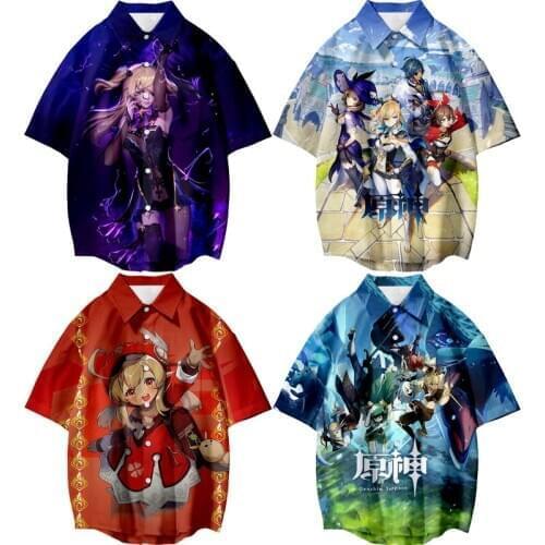 Game Genshin Impact Cosplay Shirt Fischl Klee Jean Barbara 3D Printing Coats Men Women Leisure Tops Tourism Holiday Shirts Boys