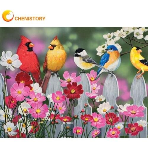 CHENISTORY 5D Full Drill Diamond Painting Flower Art Rhinestone Bird Diamond Embroidery Animal Craft Kit Wall Art 40x50cm