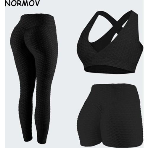 NORMOV 2/3 Pcs Women Seamless Yoga Set Fitness Sports Suits High Waist Running Leggings Workout Clothing Shorts Workout Pants
