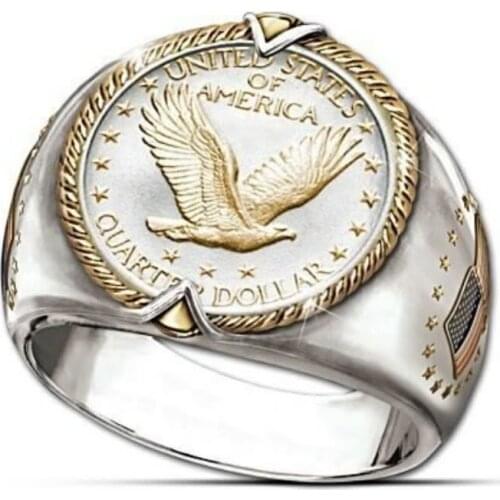 PITUTU New Arrival Mens Ring Silver American Eagle Symbol Hip-Hop Viking Two-tone Ring Luxury Jewelry for Men Wholesale