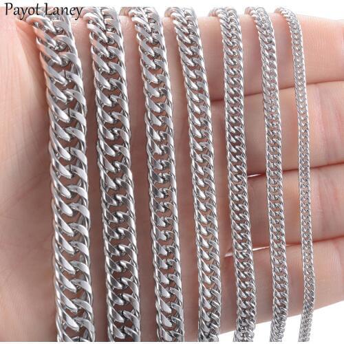 High Quality 316L Stainless Steel Silver Color Necklace Chain Titanium Steel Cuba Chain Men Women Jewelry Gift