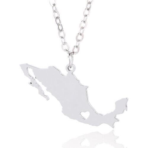 Elfin Stainless Steel Mexico Map Necklaces High Quality Mexico Map Pendant Necklaces Women Map Jewellery