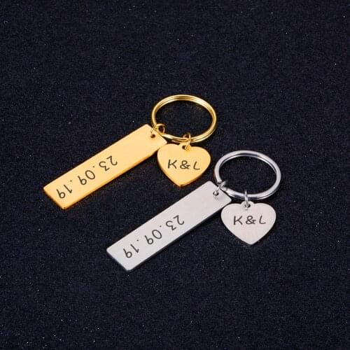 Birthday Gift Keychain Personalized Custom Initials Names Date Keychains Valentines Day Gifts for Couple Love Friend Key chain
