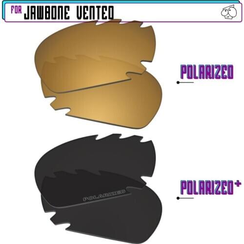 EZReplace Polarized Replacement Lenses for - Oakley Jawbone Vented Sunglasses - BlackPPlus-GunmetalP