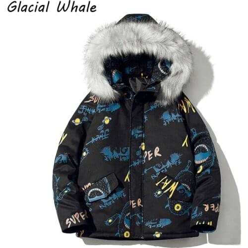 GlacialWhale Down Jacket Men New Cargo Winter Jacket Hooded Windproof Coat Streetwear Waterproof Hip Hop Casual Jacket For Men