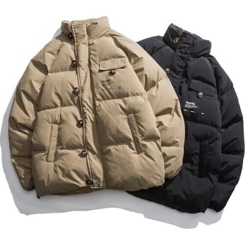 Retro thickened tide stand collar lovers ins cotton men 2020 winter baggy jacket