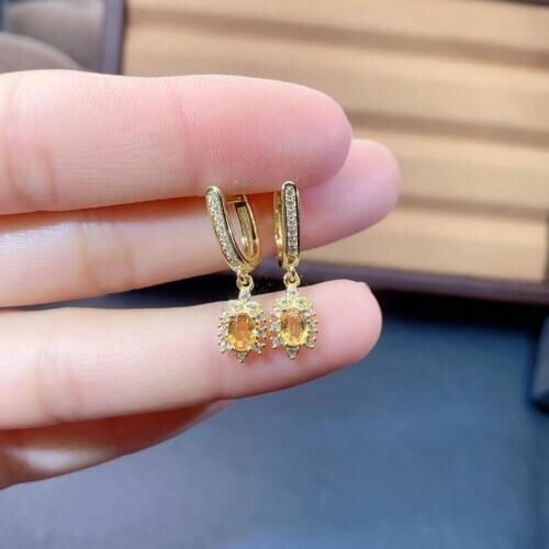 Natural And Real Sapphire Earring 925 sterling silver Fine jewelry For men women