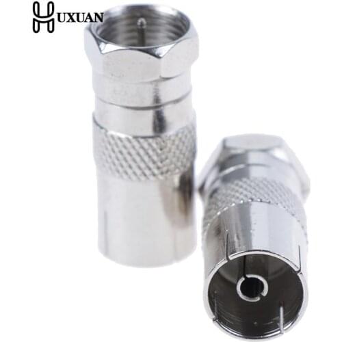 2Pcs F Type Male Plug Connector Socket to RF Coax For TV Aerial Female RF Adapters