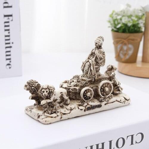 Statue of The Goddess Cibeles, Spain Goddess of The Earth Sculpture Resin Lion Carriage Home LivingRoom Office Garden Decoration