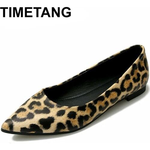 TIMETANG Summer Flat Shoes For Ladies Flats Casual PU Leather Women Flat Shoes Big Size35-43Soft Spring Flats For Teenage Girls