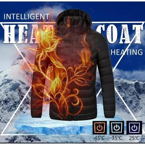 Smart Heated Jackets Autumn Winter Warm Flexible Thermal Hooded Jackets Usb Electric Heated Outdoor Vest Coat High Quality