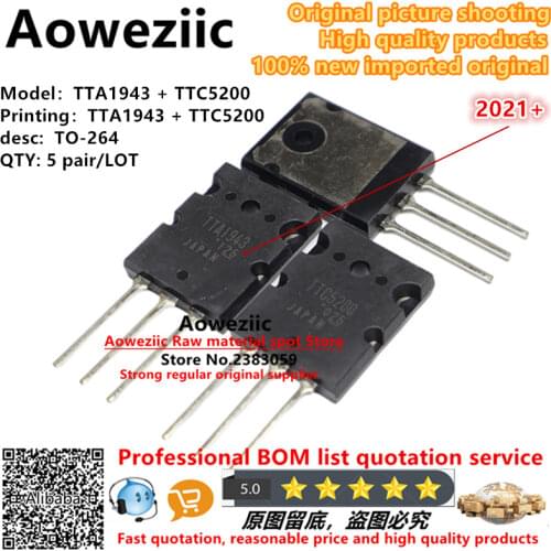 Aoweziic 5pair 2018+ { Origin: Japan } 100% new imported original TTA1943 TTC5200 A1943 C5200 TO-264 high-power amplifier