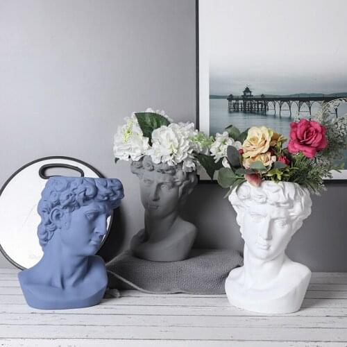Creative Head Vase Ceramic Portrait Sculpture Flower Pot Creative Desktop Flower Arrangement Container Table Deco Vase Home Deco