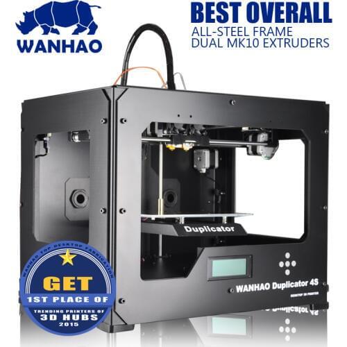 Favorable PriceWanhaoDuplicator 4S 3Dprinter,High Precisionwith Dual-Extruder,metal frame kit with samplefilament,SDcard as gift