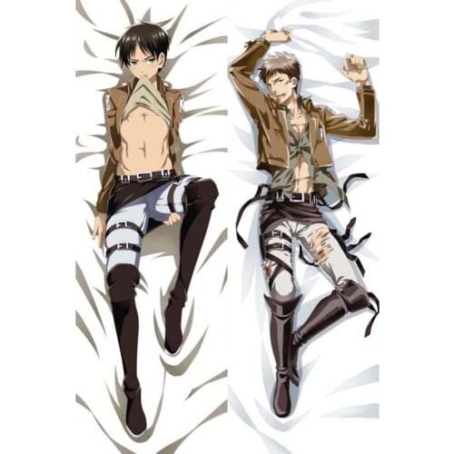 Japanese Anime Attack on Titan Eren Jaeger Jean Kirstein Throw Otaku Dakimakura Gifts Bedding Hugging Body Pillow Case 150x50 CM