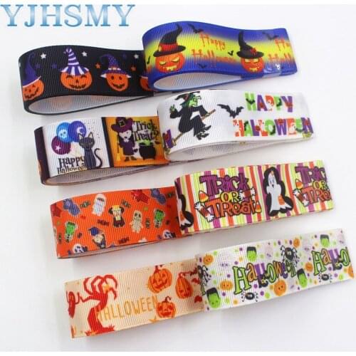 YJHSMY I-191004-2292,25mm 10yards Halloween Cartoon Thermal transfer Printed grosgrain Ribbons,bow cap,Clothing DIY accessories